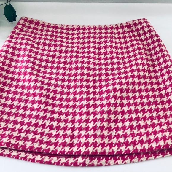 Lilly Pulitzer Pink Houndstooth Wool Skirt Size 8 - Picture 2 of 7